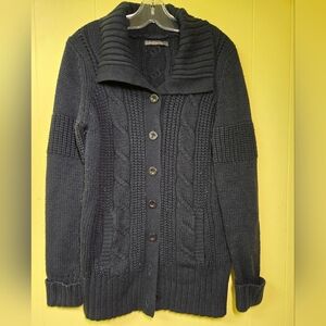 Women's Cable Knit Cardigan Sweater - Black